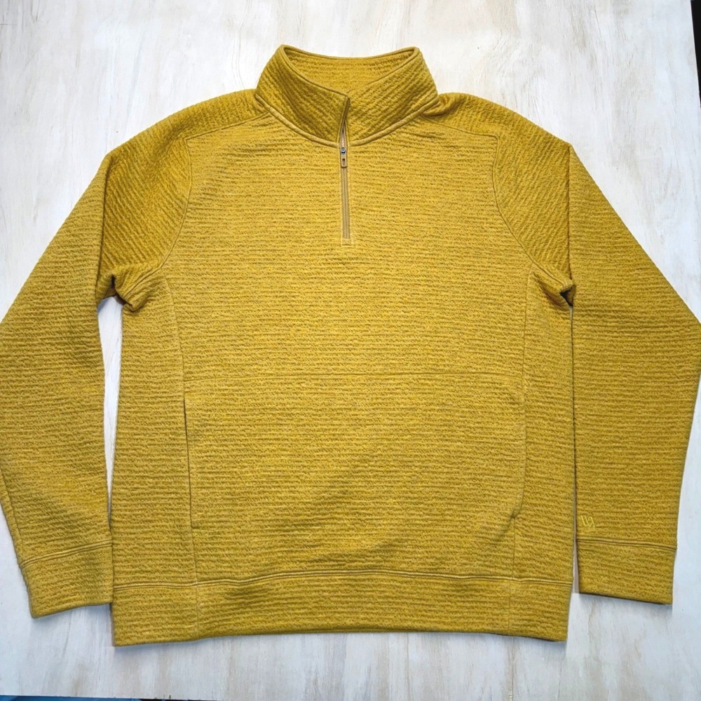 VRST Mens M Recharge Quarter Zip Pullover Mustard Yellow Waffle‎ Knit Athletic
